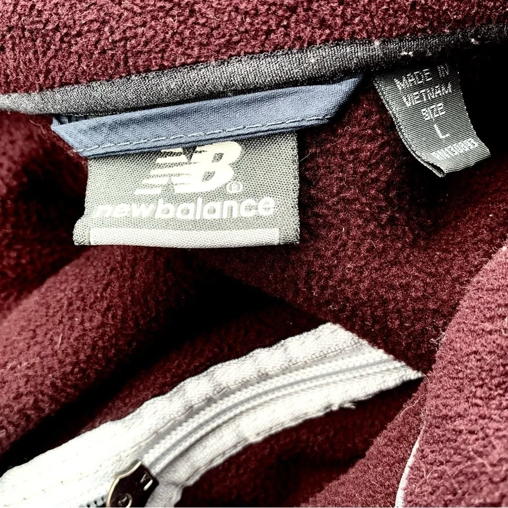 NEW BALANCE Fleece Jacket with Ombre Quilted Overlay, gray and burgundy